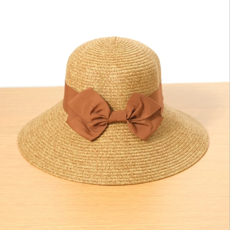 Женская соломенная шляпа с бантом летняя складная защитой от солнца | Аксессуары
