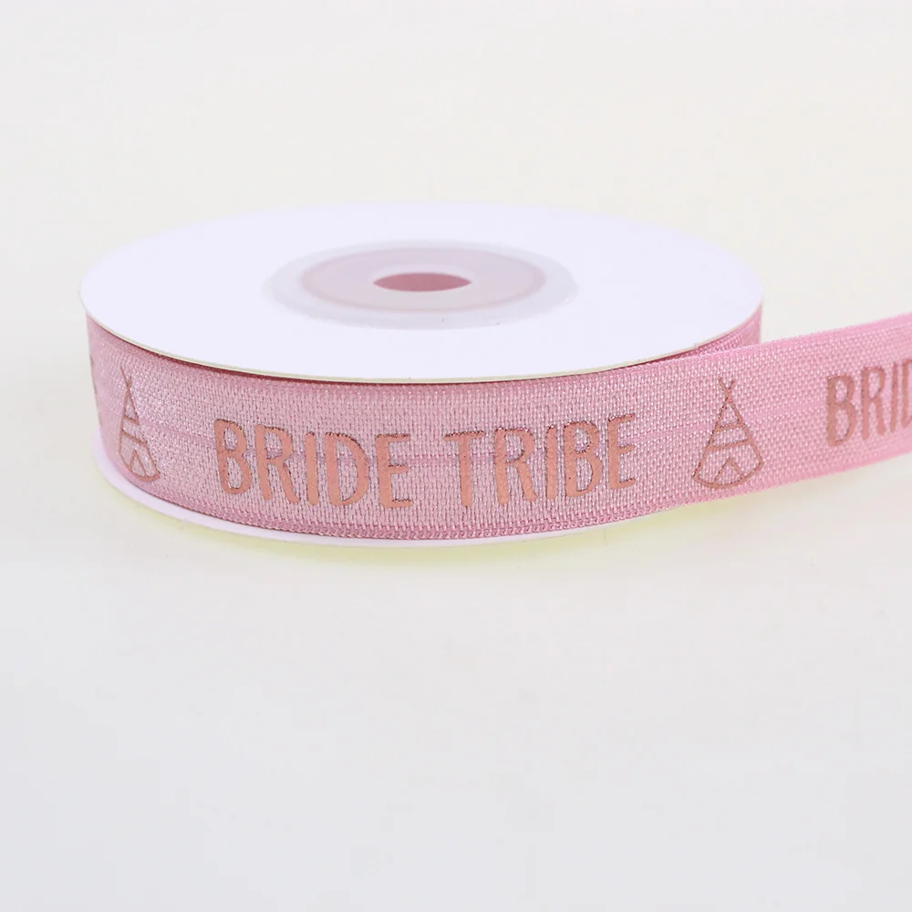 5/8 дюймов (16 мм) розовая бронзовая Золотая фольга с принтом Команда Невесты
