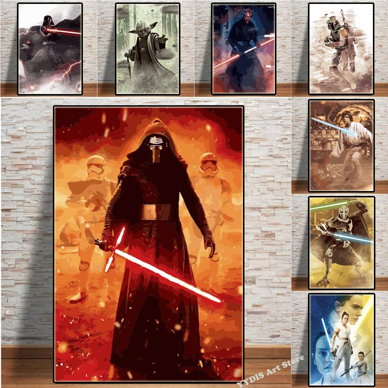 

Star Wars Watercolour Posters Canvas Painting Disney Darth Vader Yoda Moive Posters Prints Wall Picture Room Home Decor Cuadros