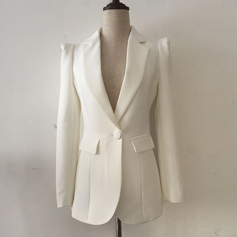 

2021 New Fashion Designer Black Blazer Jacket Women's Office Work Single Button Blazer Outer Wear Wholesale