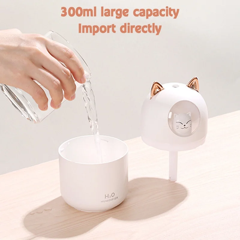 

2 Styles Multifunctional Small Usb Humidifier Purifying Air Without Noise Moisturizing Aromatherapy Cat Mouse Used