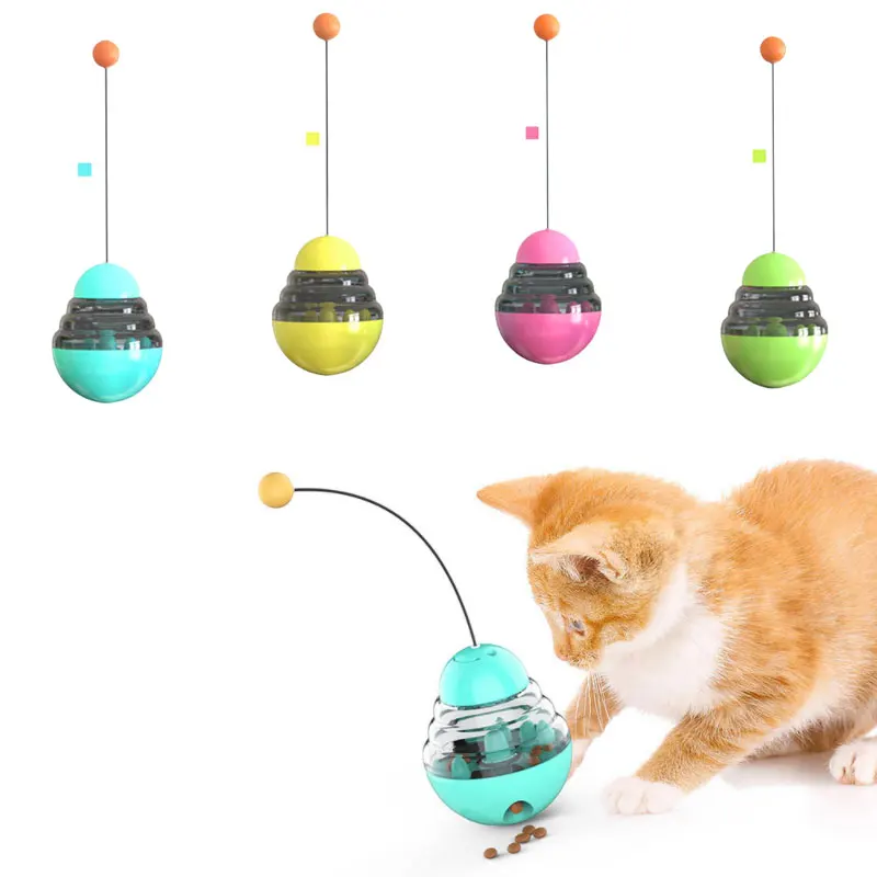 

Tumbler Food Leaking Ball Cat Toys Food Treat Dispenser Toy Slow Feeder Pet Training Teasing Wand Cat Treat Toy Cat Supplies