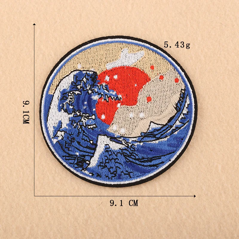 Японский укиё-э канагава круглый значок для серфинга вышитые нашивки одежды