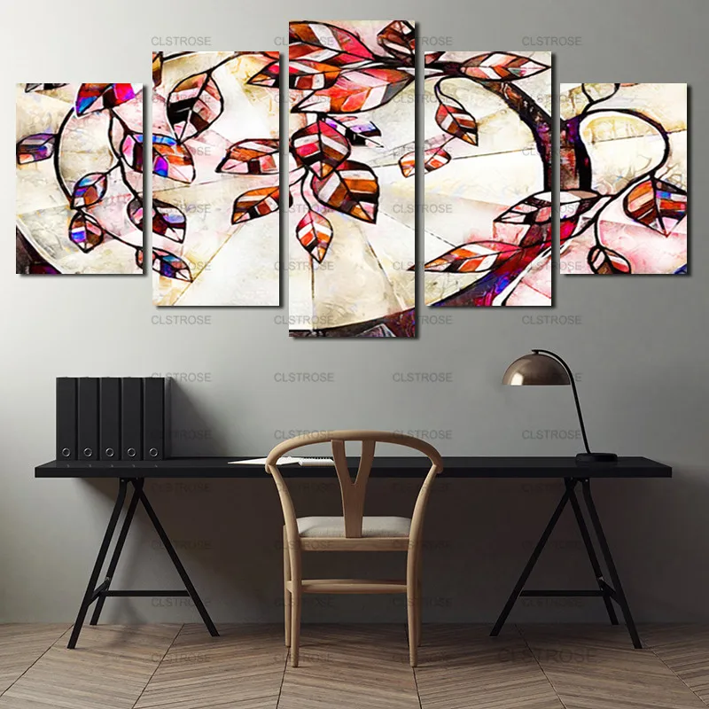 

Tree Vine Red Cartoon Poster Home Wall Pictures for Living Room Bedroom Office Plant Canvas Printing Painting Frameless Style