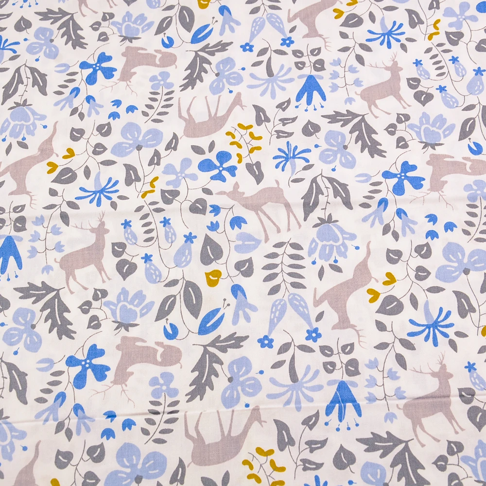 Teramila ткань мягкий принт синие растения с животными дизайн хлопок Материал