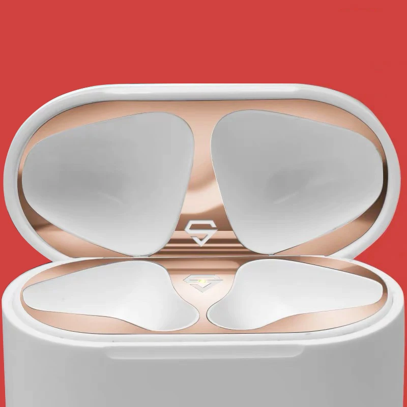 Rose Gold 2 Для Apple AirPods 2 металлическая Пылезащитная Защитная Наклейка защитная крышка для наушников для Airpods 2 Пылезащитная наклейка для AirPods 1 - Цвет: Rose Gold 2