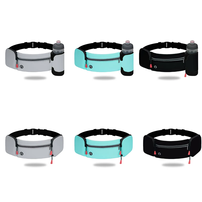 

Running Belt Waist Pack With Foldable Water Bottle Holder Adjustable Elastic Strap Water Resistant Phone Holder Bag M2