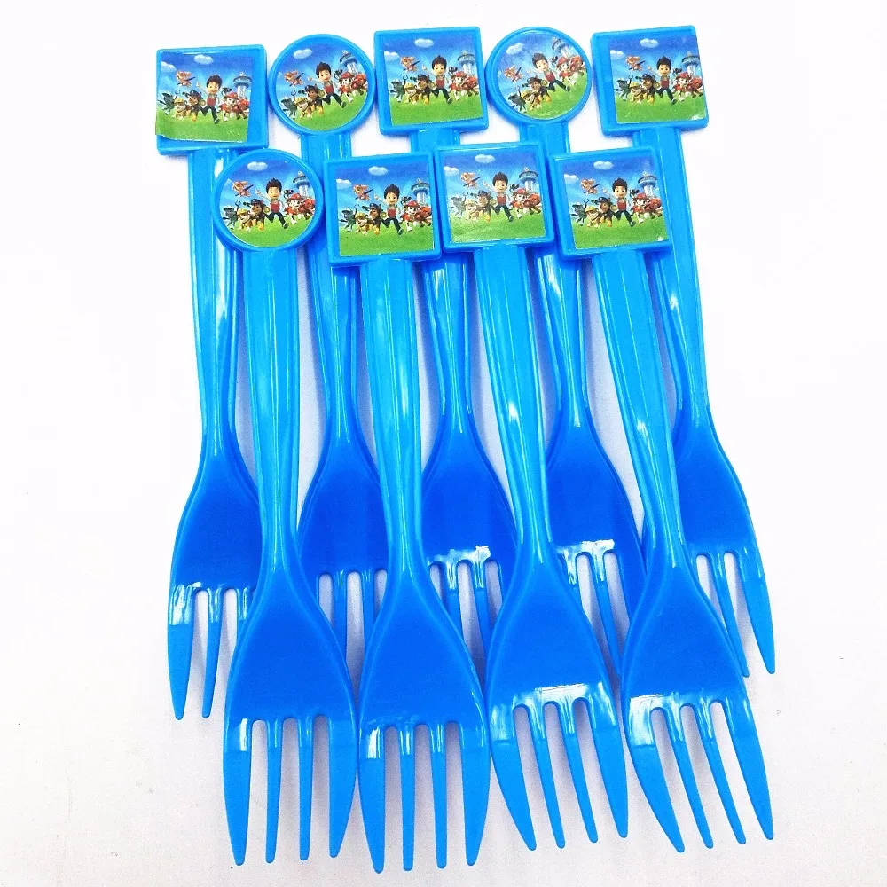 Forks 10pc Из мультфильма «Щенячий патруль» для дня рождения украшения, товары для вечеринки для маленьких мальчиков посуда скатерть тарелки чашки баннеры подарки с рисунками из мультфильма «Щенячий патруль» Детские сувениры - Цвет: Forks 10pc