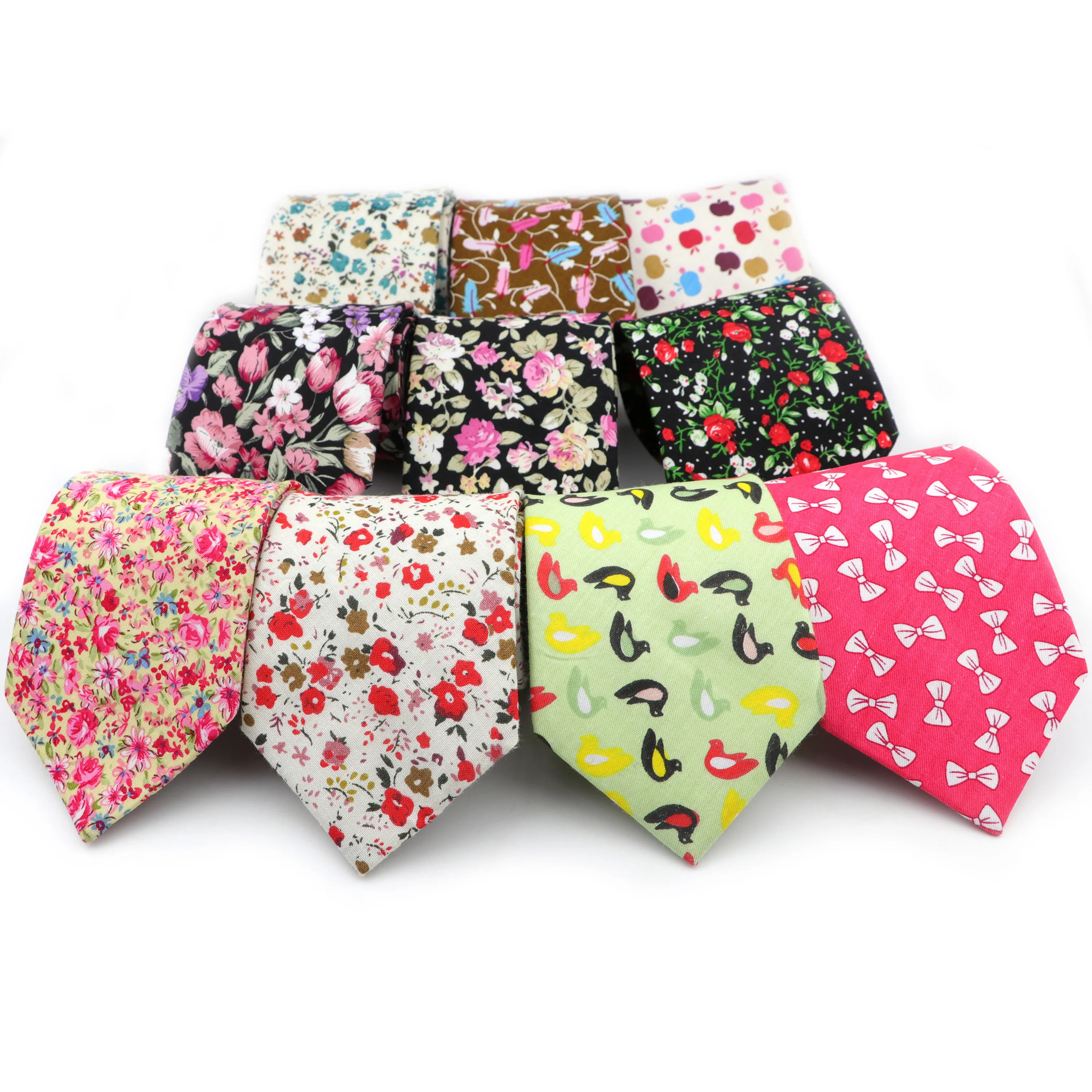 Новый модный винтажный мужской галстук с цветочным принтом 100% хлопок