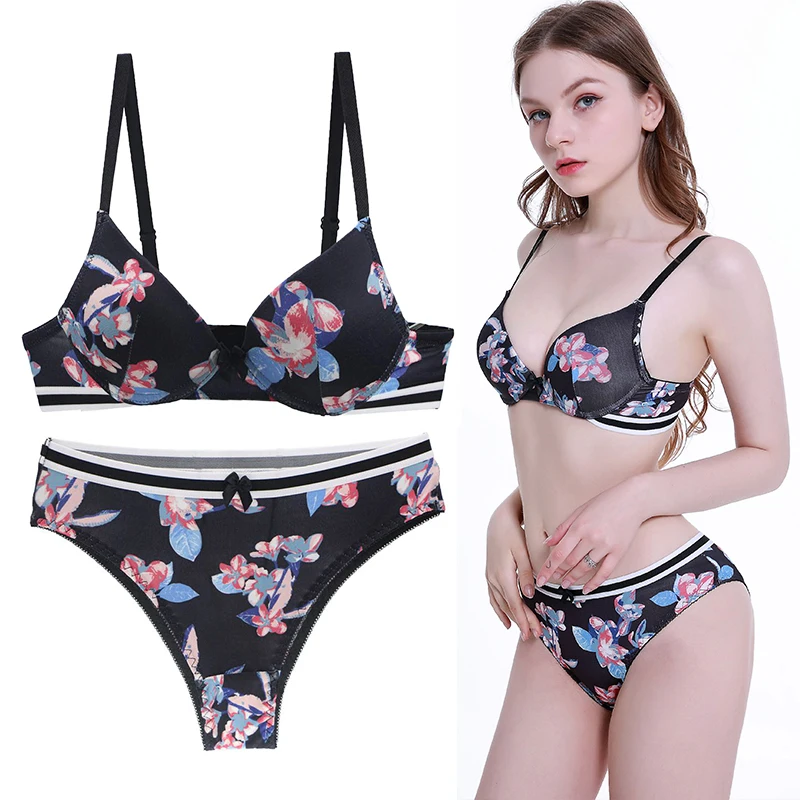 Комплект женского нижнего белья с чашками пуш ап из хлопка|push up lingerie|lingerie setpush
