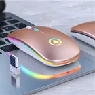 Перезаряжаемая беспроводная мышь, легкая, бесшумная, RGB, 2,4 ГГц, оптическая, для ПК, ноутбука, компьютера, серебристая, черная, белая, золотистая