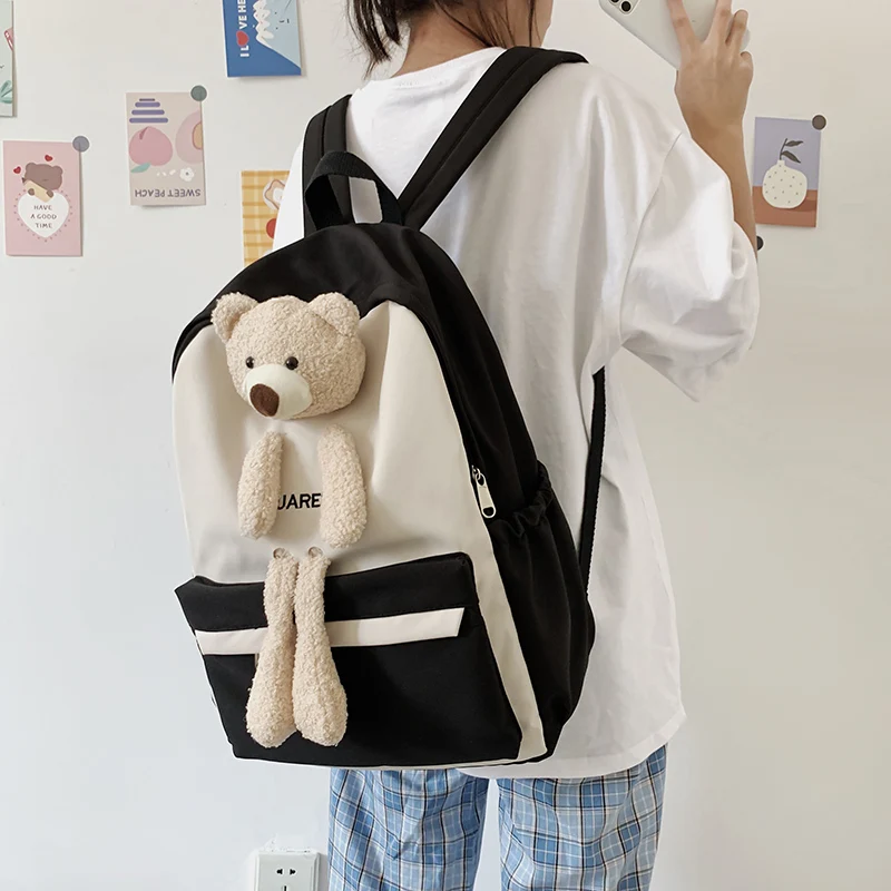 Женский рюкзак с подвеской в виде большого медведя для девочек