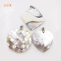 fashion round heart shape sea shell pendant pure white shell with silver jewelry decoratoins pendant finding for necklace making