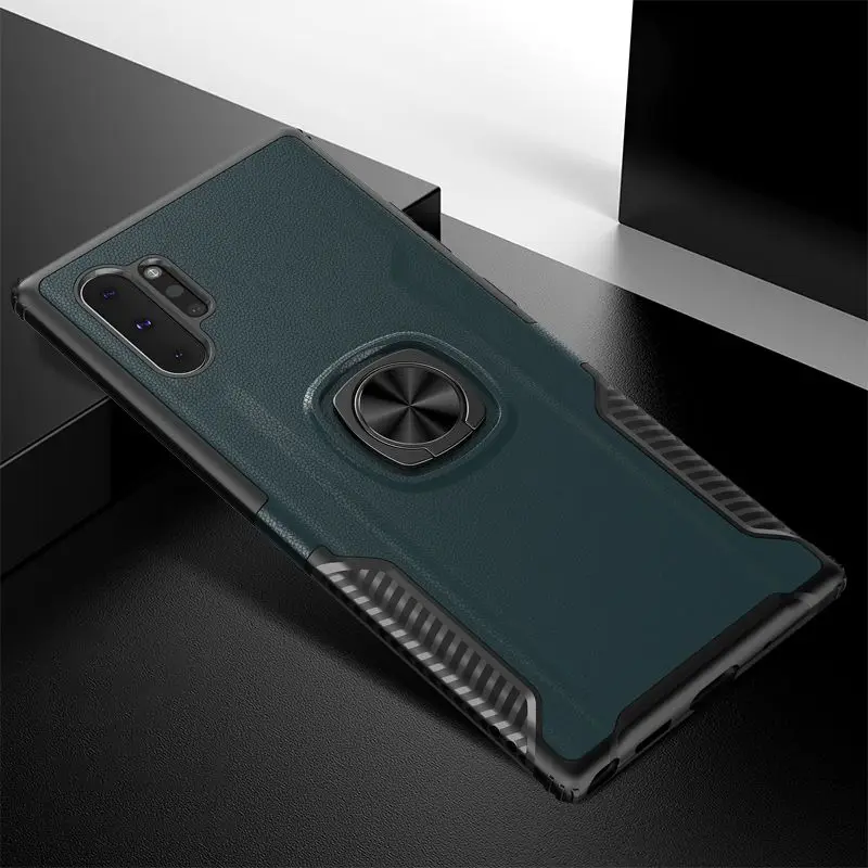 Кожаный чехол с рисунком для Samsung Note 10 Plus металлический Невидимый кольцевой из
