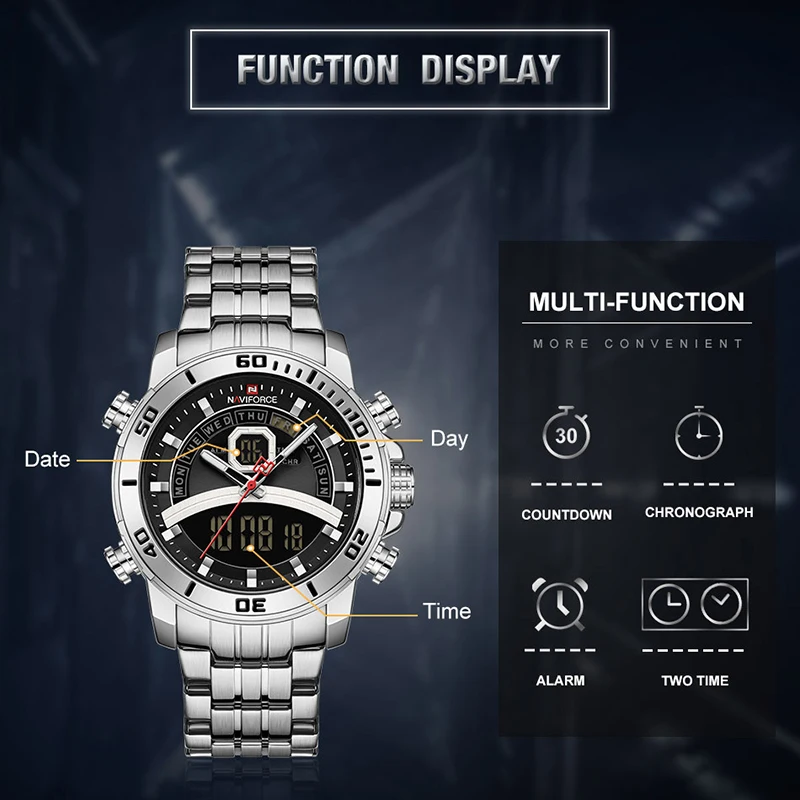 Relogio Masculino New NAVIFORCE Men Watch Top Luxury Brand Mens Sports Quartz Watches Chronograph Male Clock Stainless Steel |