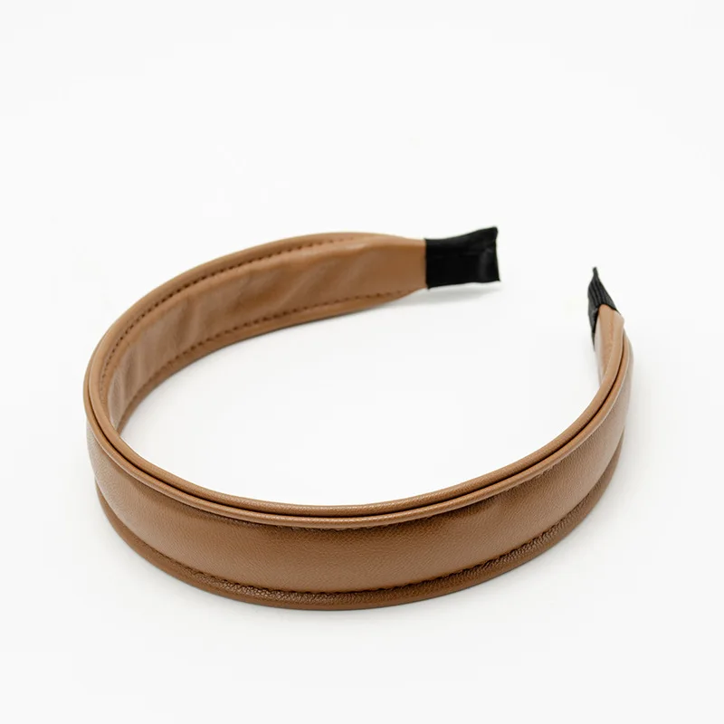 

New Headband Simple PU Leather Solid Narrow Side Hair and Women Girls Knot Hair Hoops Hair Accessories 7 Colors