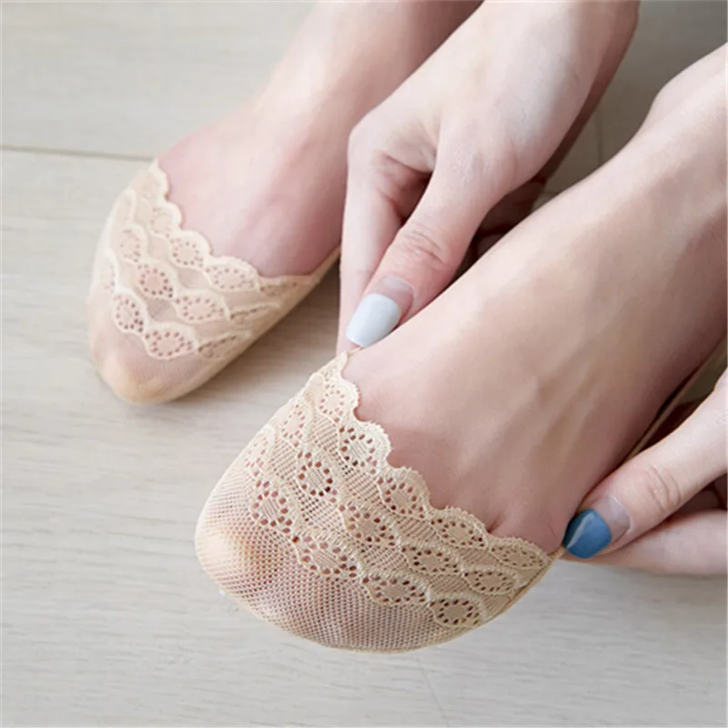 

Женские кружевные невидимые носки 10 пар, дышащие Нескользящие, с закрытым носком, в японском стиле, однотонные