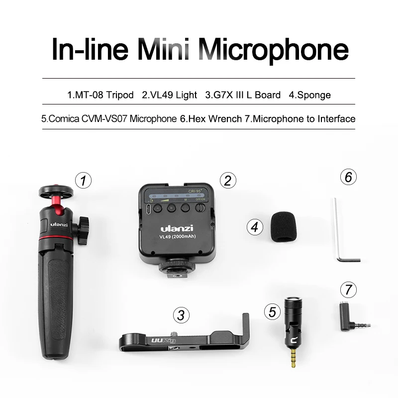 

Vlogging Kit For Canon G7X III Full Set Tripod LED Light Microphone L Plate Video Youtube Live Broadcast Kits DSLR Camera