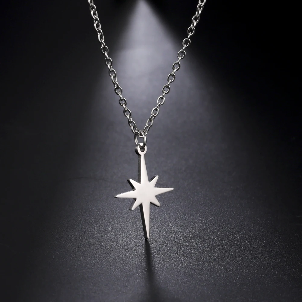 Teamer ожерелье из нержавеющей стали для женщин подвеска North Star минималистичное
