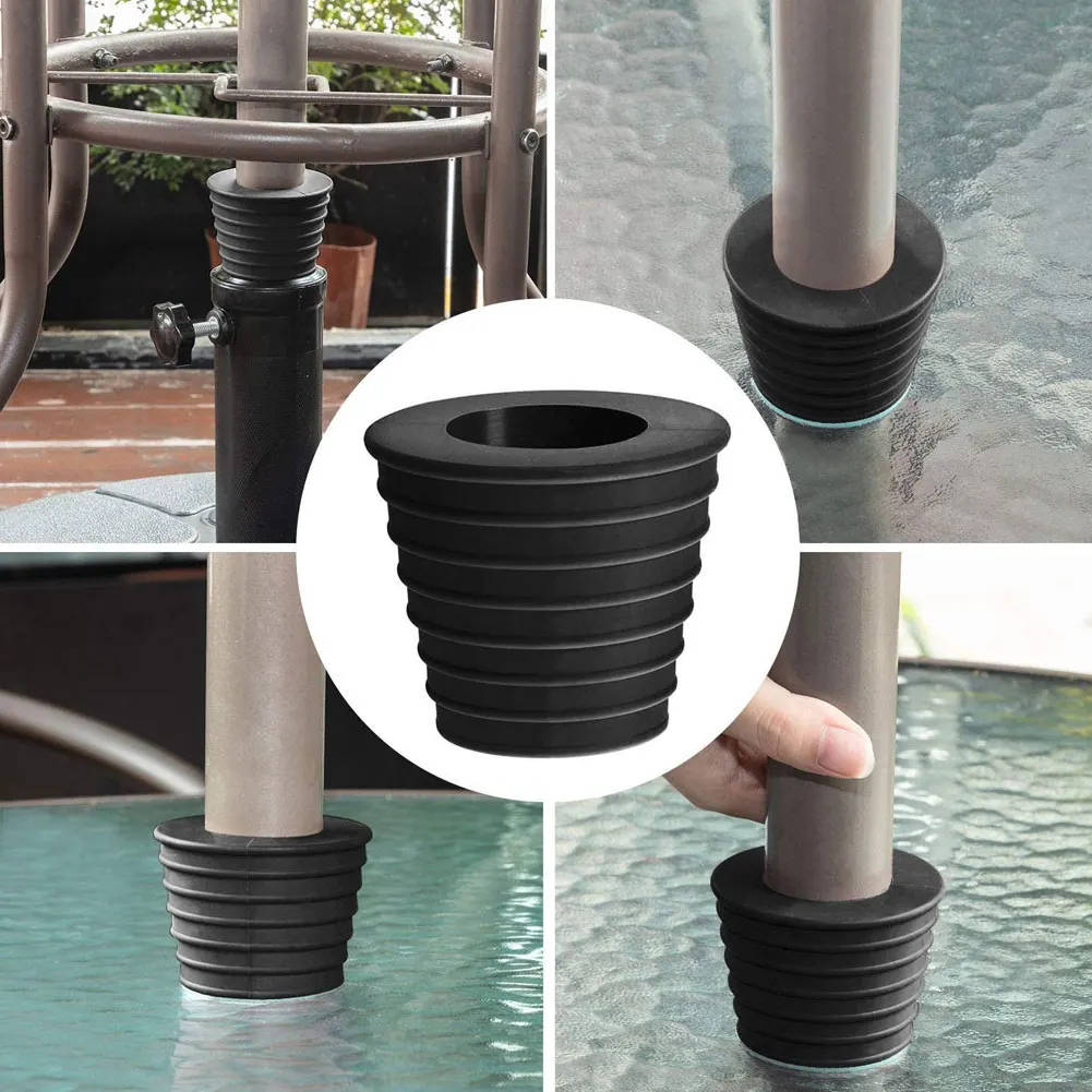 

4PCS Umbrella Pole Wedge Waterproof Rubber Umbrella Cone Fit 1.5Inch Umbrella Black Parasol Base Stand Parasol Base Stand