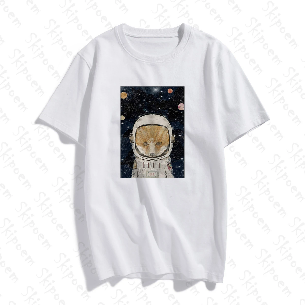 Женская хлопковая футболка с коротким рукавом и забавным принтом космонавта