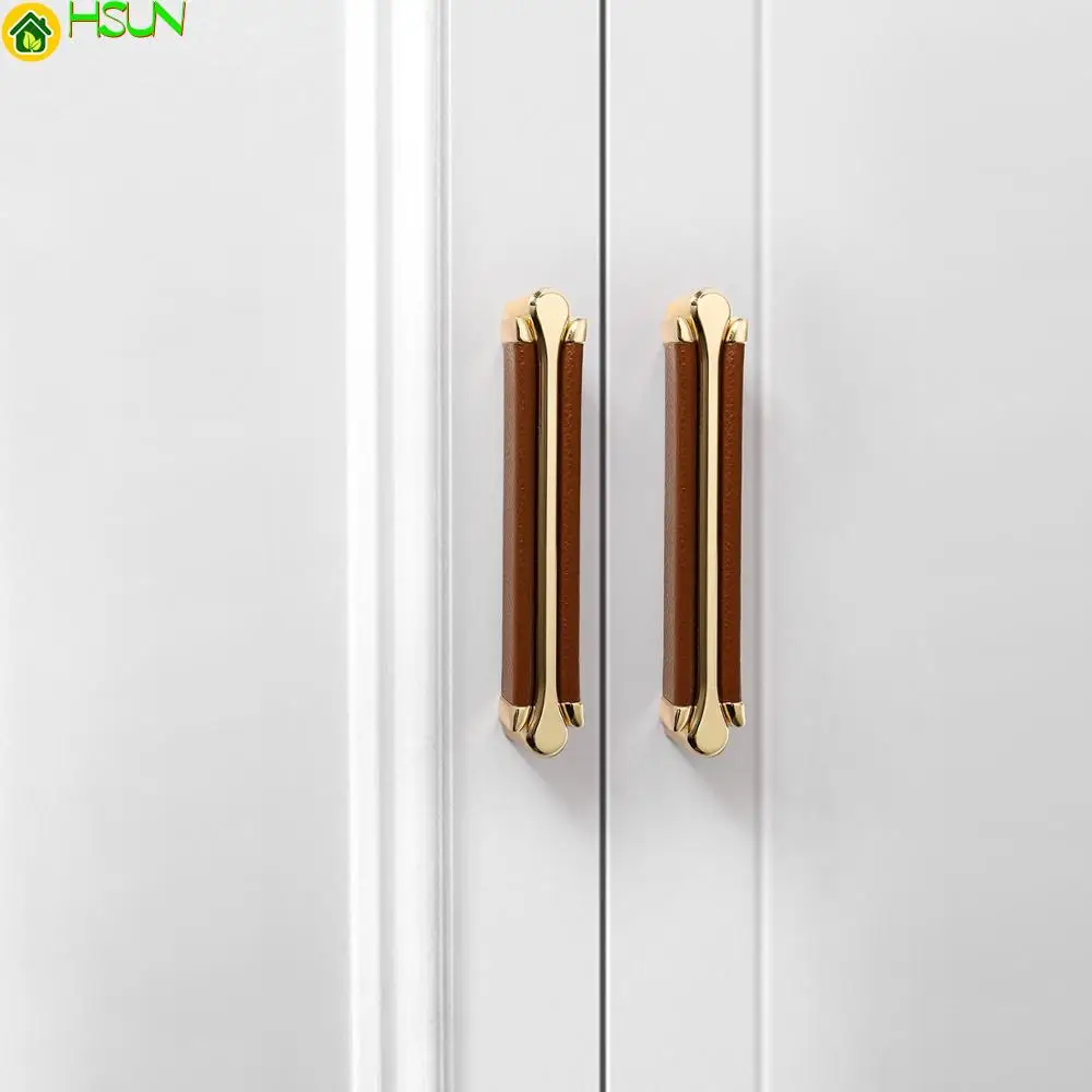 Ручка ящика шкафа металла и цинка золотые кожаные бронза высокого класса люкс