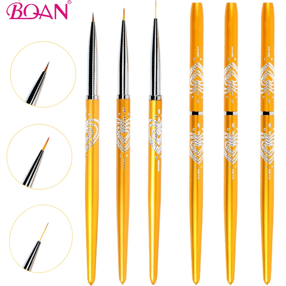 

BQAN 5/7/9mm Nail Brush Gold Handle Nail Art Brush Liner Brush Pigment Painting Drawing Brush Nail Arts 3D Flower Pen Tools