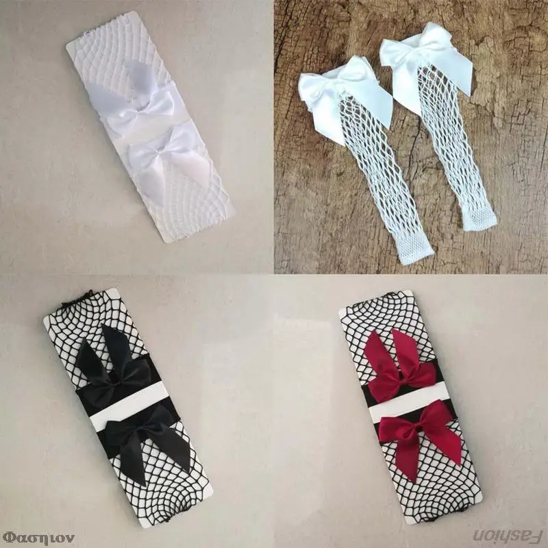 Рождественские носки в сеточку для девочек с милым бантом женские модные новинка