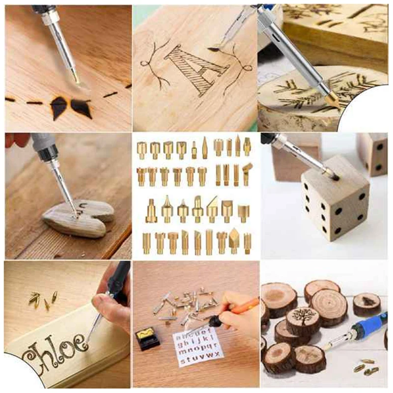 

JFBL Hot 71 Pcs Wood Burning Kit DIY Hand-Make Artwork Adjustable Temperature Embossing/Carving/Soldering