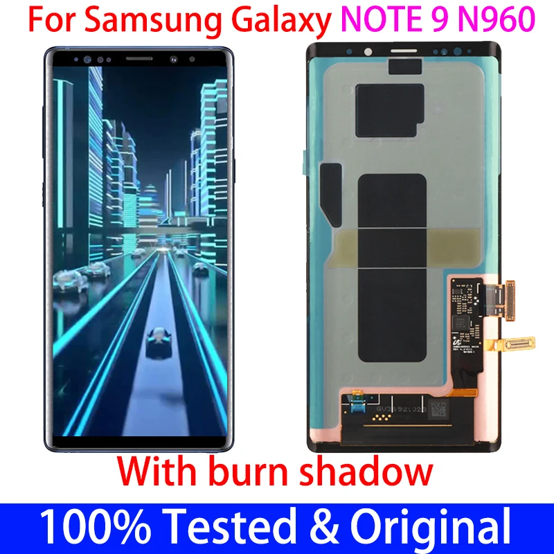

100% Tested N960 with Burn Shadow Amoled For Samsung Galaxy Note 9 N960F LCD Touch Screen Digitizer Repair Parts Display frame