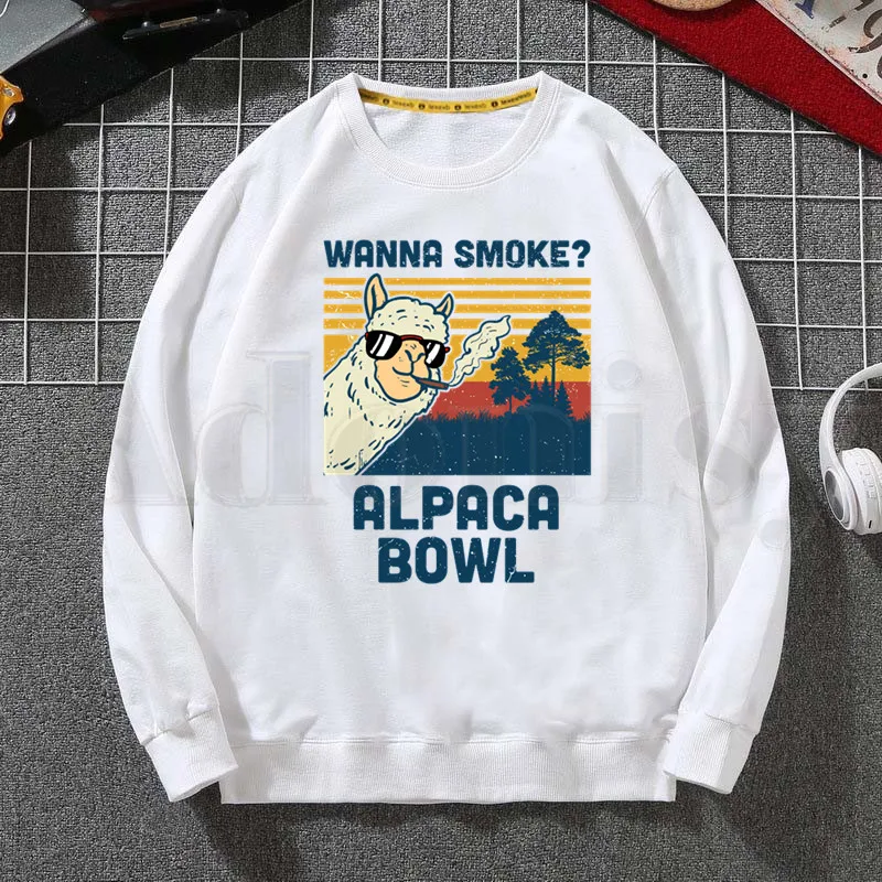 

Alpaca No Prob Llama Attractive Design Pretty Hoodies Sweatshirt Print Trend Mens Clothes Hip-Hop Male Crewneck Hoodies Men