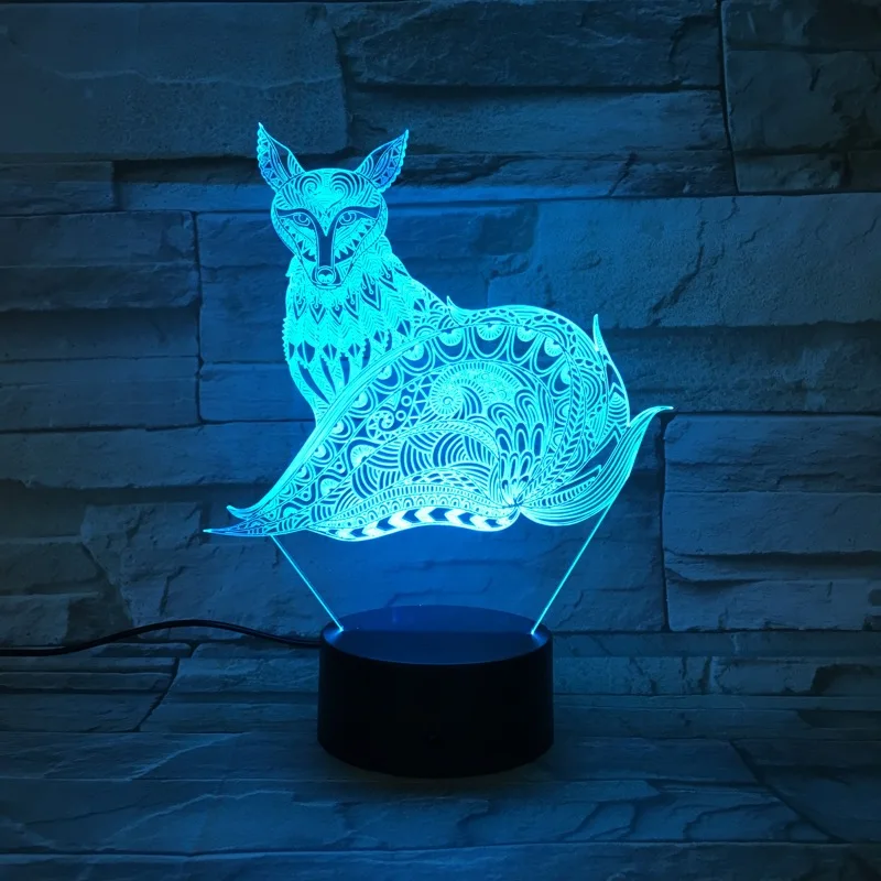 VCity 3D лампа с лисой 7 цветов светодиодный лампа дневного света дети ребенок спальня стол рядом со спящей лампой сенсорный или пульт дистанционного управления теплый свет