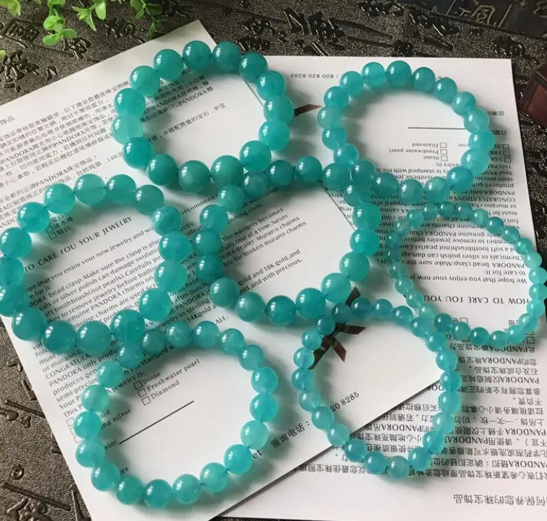 

6mm Natural Blue Gemstone Bracelet Amazonite Energy Beads Chain