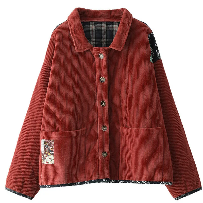 

Max LuLu Chinese Luxury Brand Womens Vintage Quilted Coats Ladies Casual Corduroy Winter Jackets Oversized Floral Warm parkas