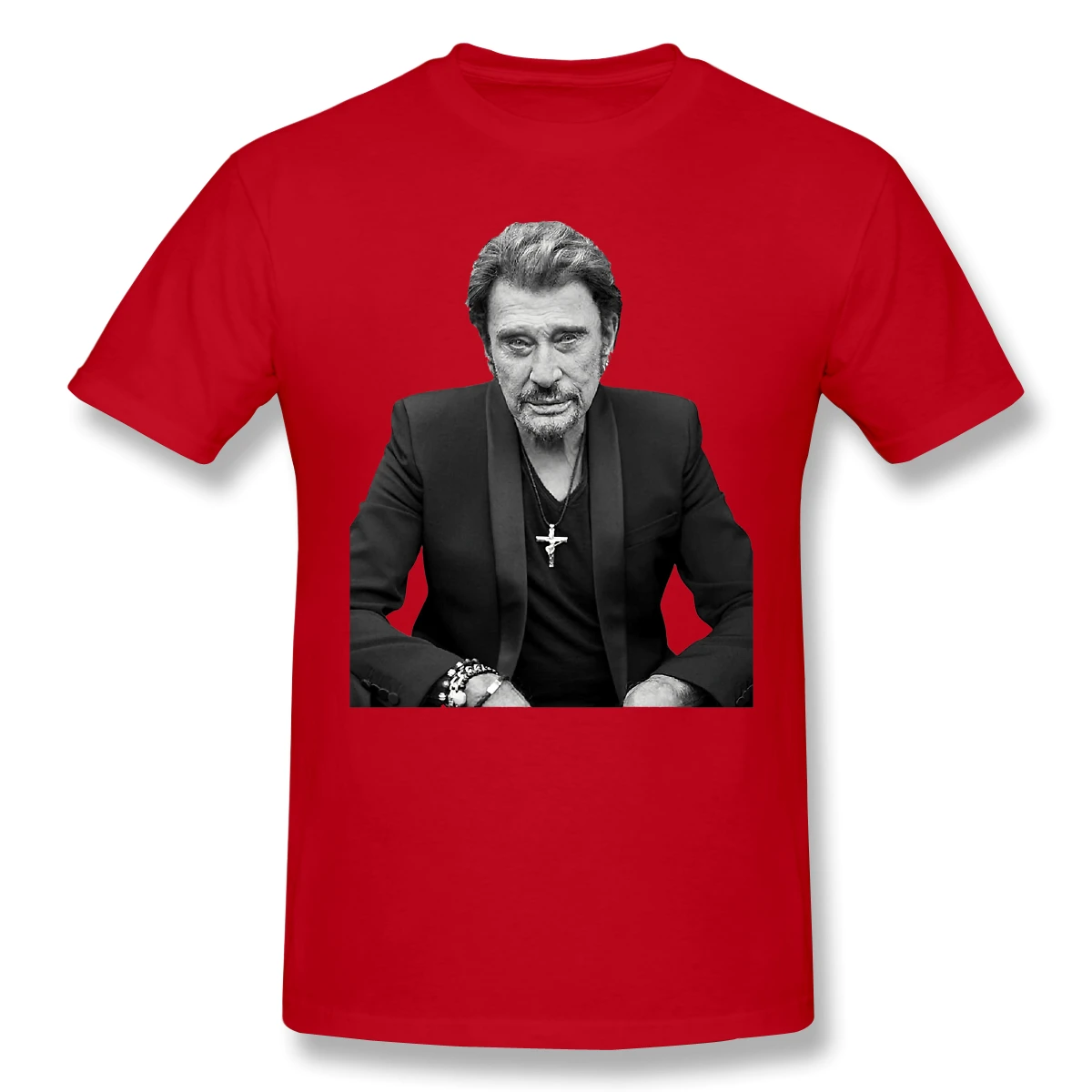 

Johnny And Hallyday Sticker Men's Basic Short Sleeve T-Shirt Unique R337 Tshirt USA Size