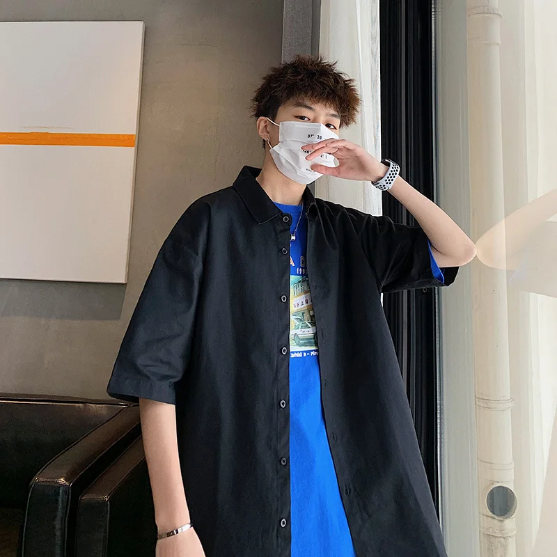 AIOPESON однотонная простая Модная ретро новая мужская рубашка уличный тренд