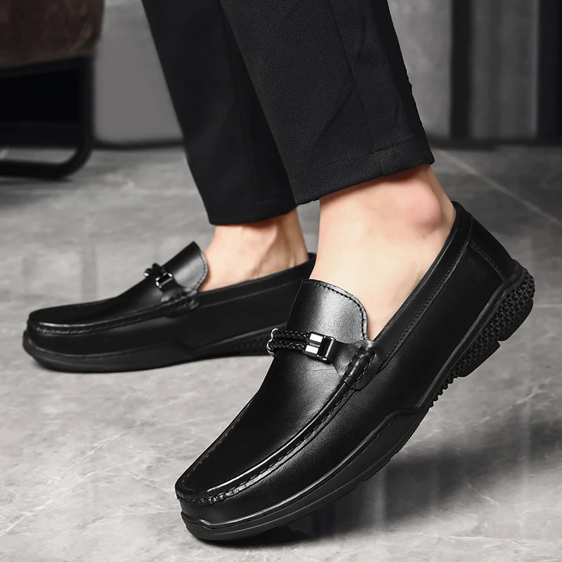 

Мужские деловые туфли, коричневые кожаные туфли для вождения, дышащие повседневные деловые туфли на плоской подошве, для весны и осени, 2021