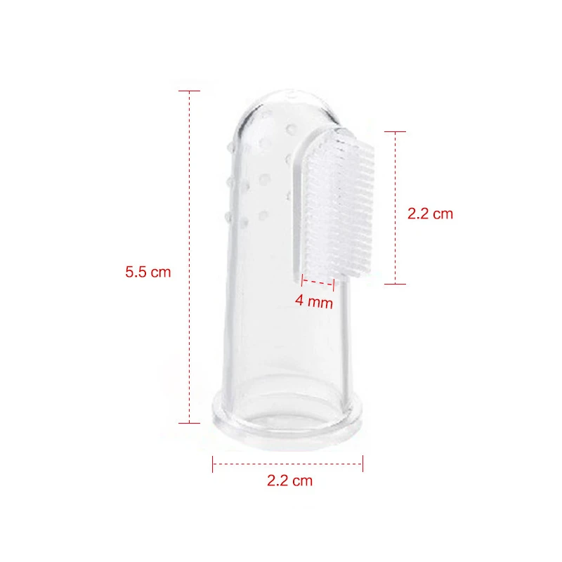 Juego de cepillo de dientes de silicona para beb&eacute; + caja, limpieza de goma, suave, transparente-3