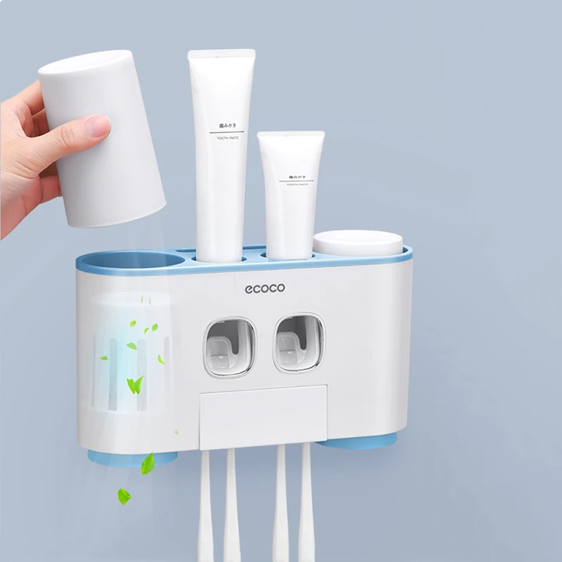 3Colors Wall-mount Toothbrush Holder Auto Squeezing Toothpaste Dispenser Cup Storage Bathroom Accessories | Дом и сад