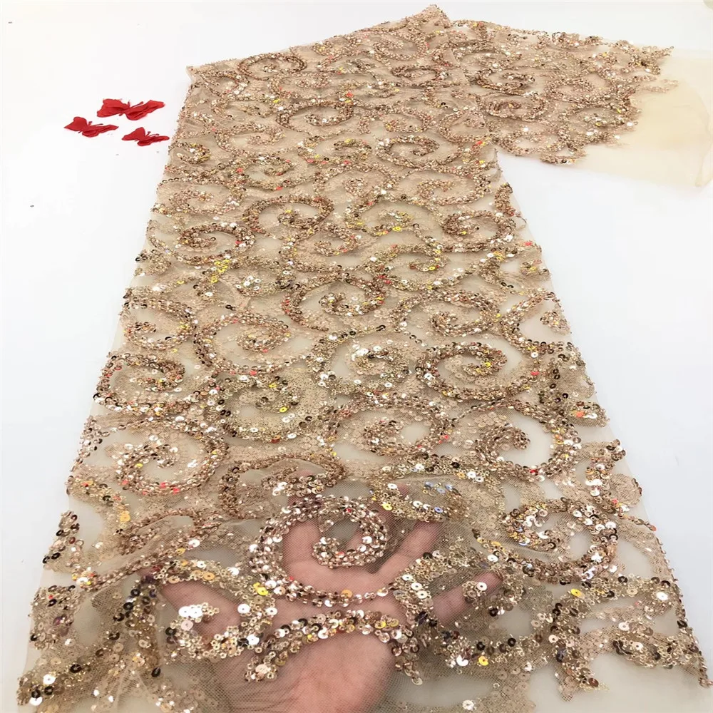 

Sequin Lace African Lace Fabric High Quality Lace French Lace Fabric Mesh Nigerian Lace Fabrics For Wedding Dress RF210-318