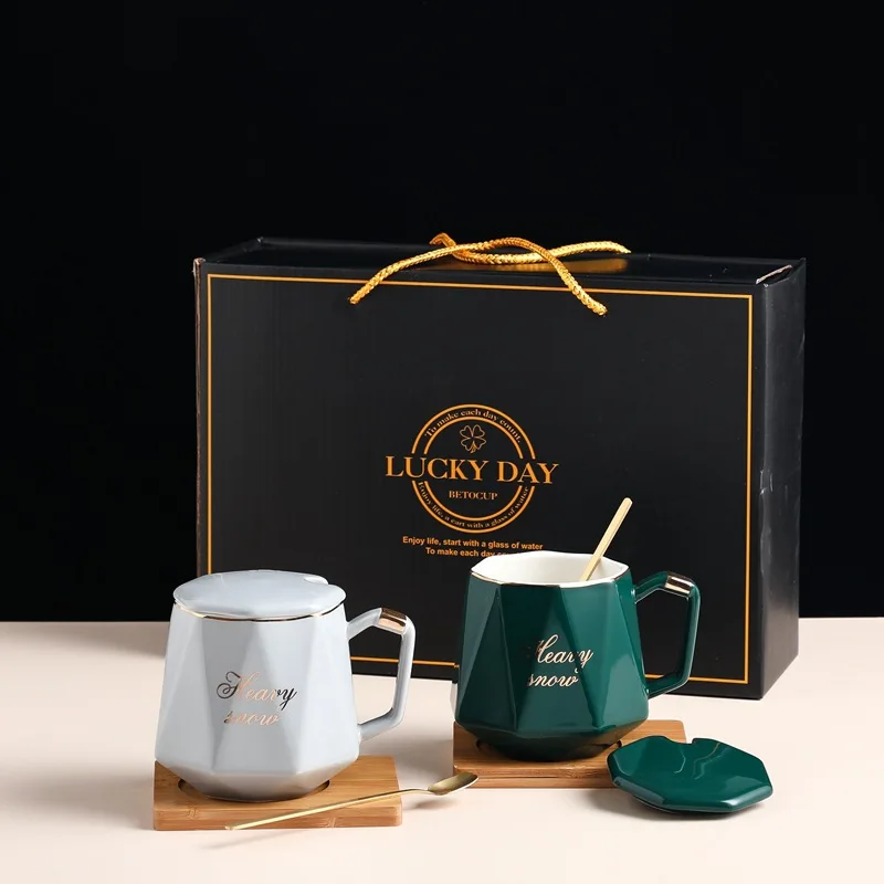 Новый продукт 450 мл Роскошная золотая кофейная чашка в европейском стиле с