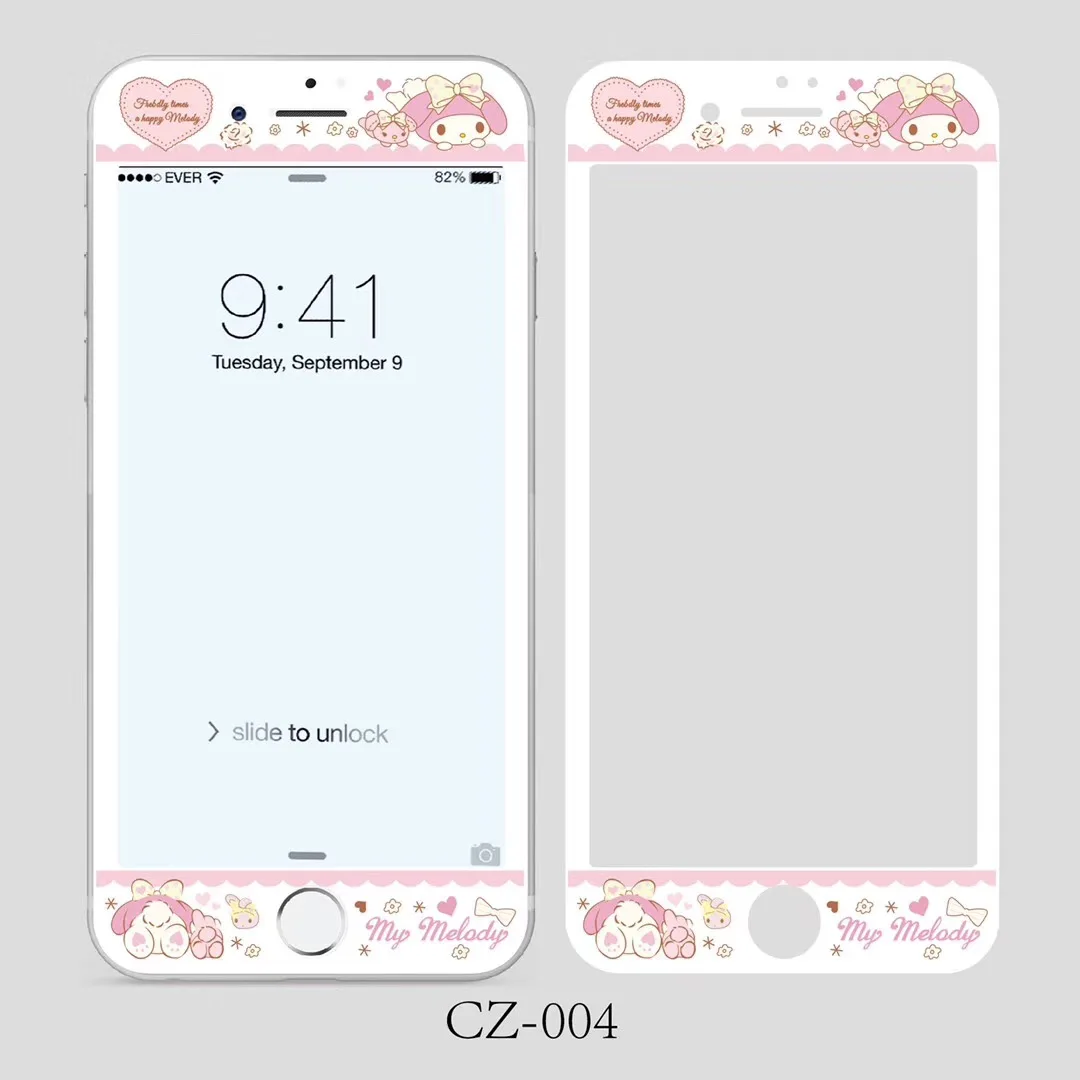 

New Fashion Cartoon Sanrio My Melody Twin Stars Pattern Tempered Glass For iPhone 6 6S 7 8 Plus screen protector Toughened Film