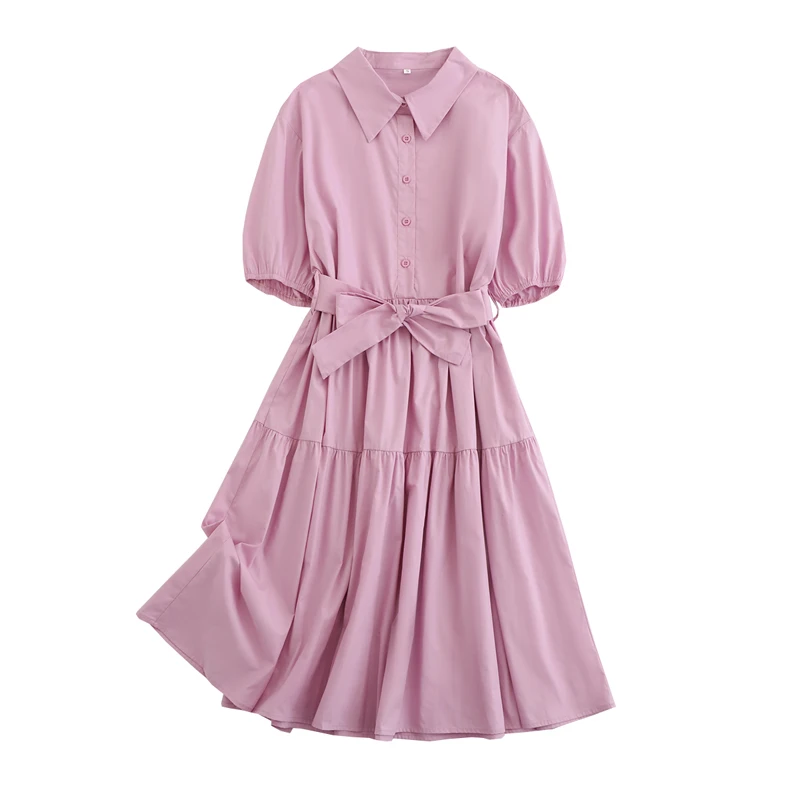

JC·KILIG 2021 New Women's Shirt Dress with Bubble Sleeve Tightening Waist XL6228