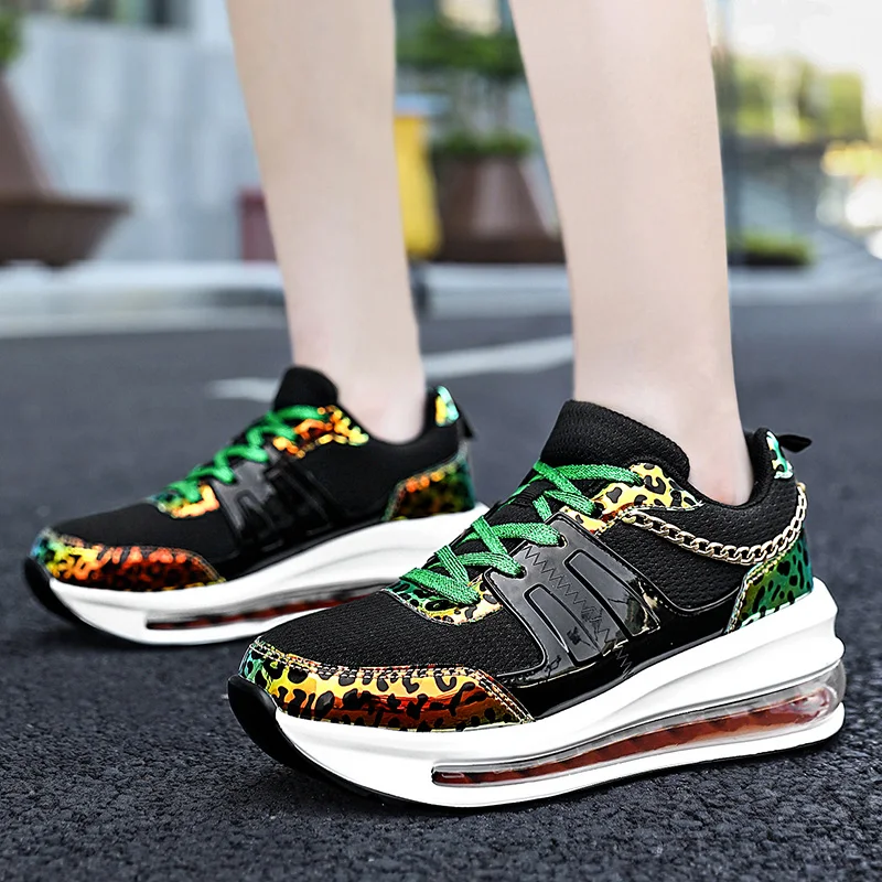 

Leopard-print Platform ShoeWomen Air Cushion Shoes Woman Shoes Outdoor Solid Heightening Footwear