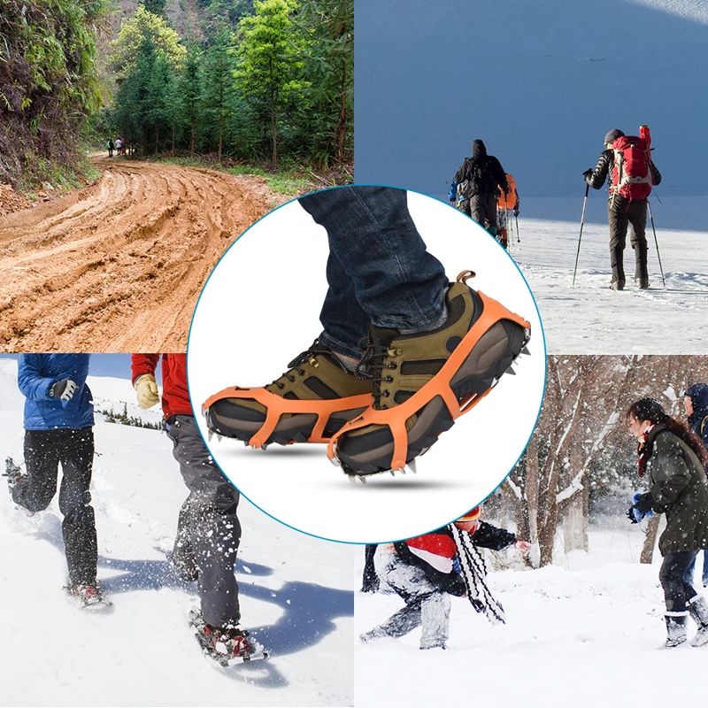 18 Teeth Anti-slip Covers for Shoes Non-slip Gripper Spikes for Winter Outdoor Climbing Ice Fishing Crampons Snow And Ice Cleats