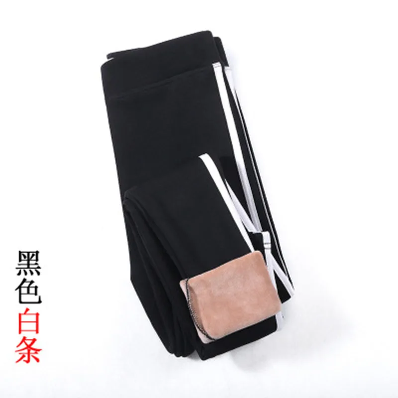 E Осенние зимние хлопковые бархатные леггинсы женские с высокой талией боковые полосы Спортивные Леггинсы для фитнеса брюки теплые плотные леггинсы - Цвет: E