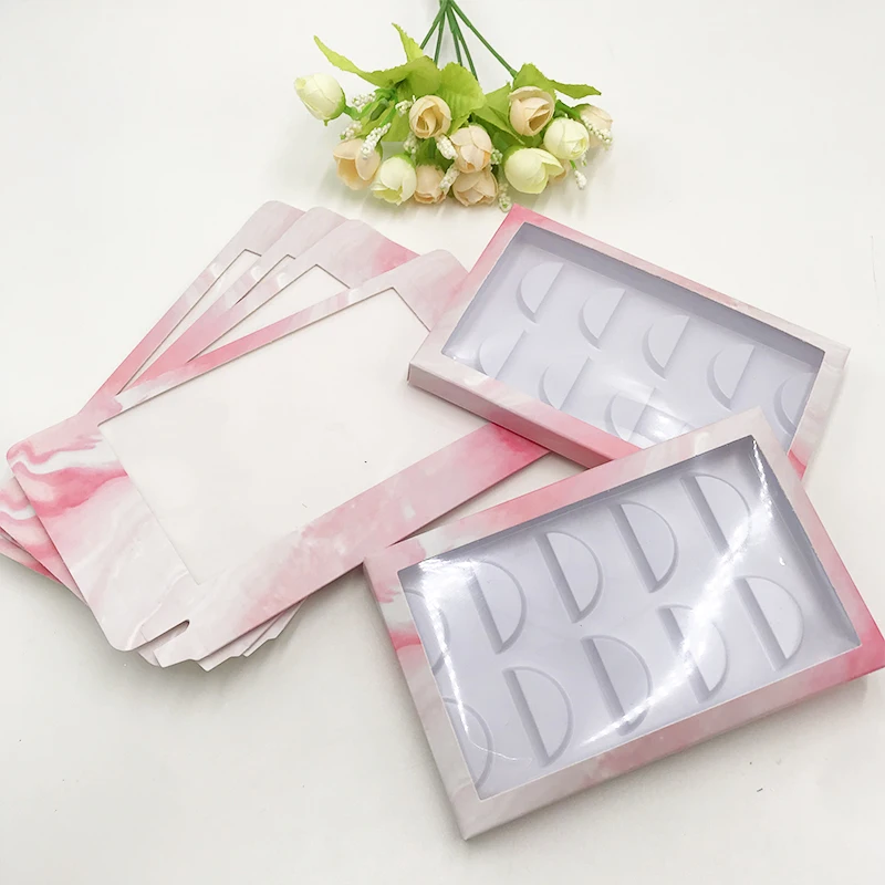 Под заказ 5 пар в розовой мраморной бумажной коробке 5D норковые ресницы|Накладные