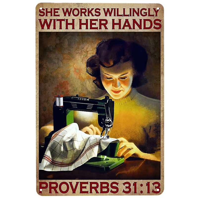 

She works willingly printed Metal Signs Retro Tin Signs Funny Poster Decor for Bar Pub Club Decoration for Living Room Home