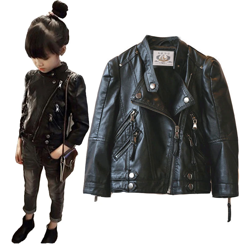 

toddler girl leather jacket fashion zip jacket coat for 1-12years girls kid warm Winter fur inside jacket clothes