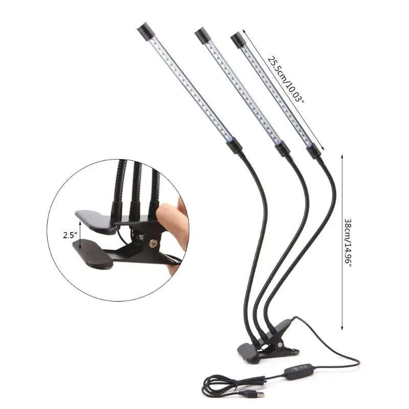 

27W LED Plant Grow Light Timing 3-head Indoor Plant Crowth Lamp For Greenhouse